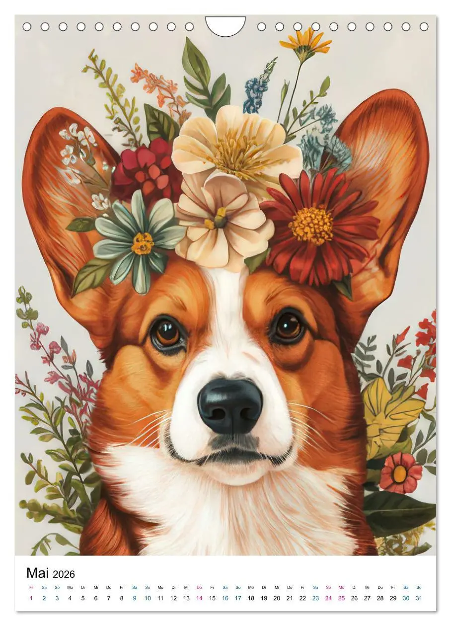 Bild: 9783457276587 | Corgis im Blumenrausch (Wandkalender 2026 DIN A4 hoch), CALVENDO...