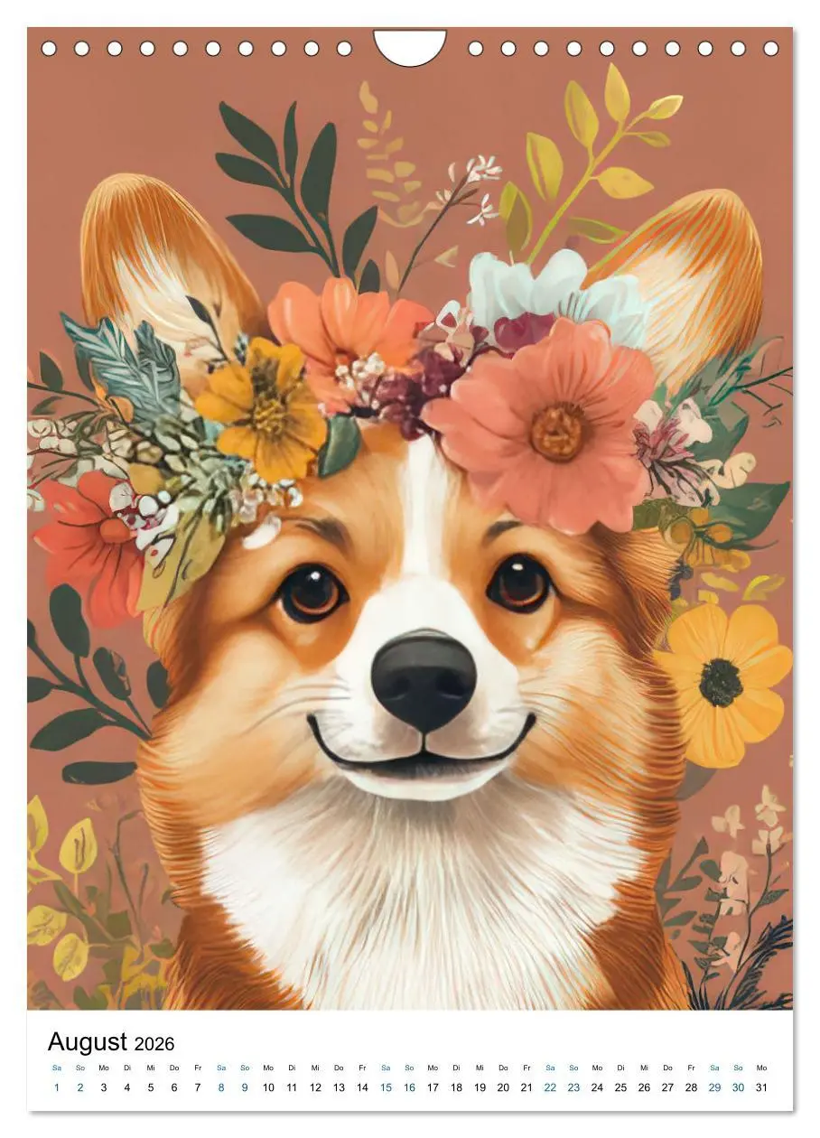 Bild: 9783457276587 | Corgis im Blumenrausch (Wandkalender 2026 DIN A4 hoch), CALVENDO...