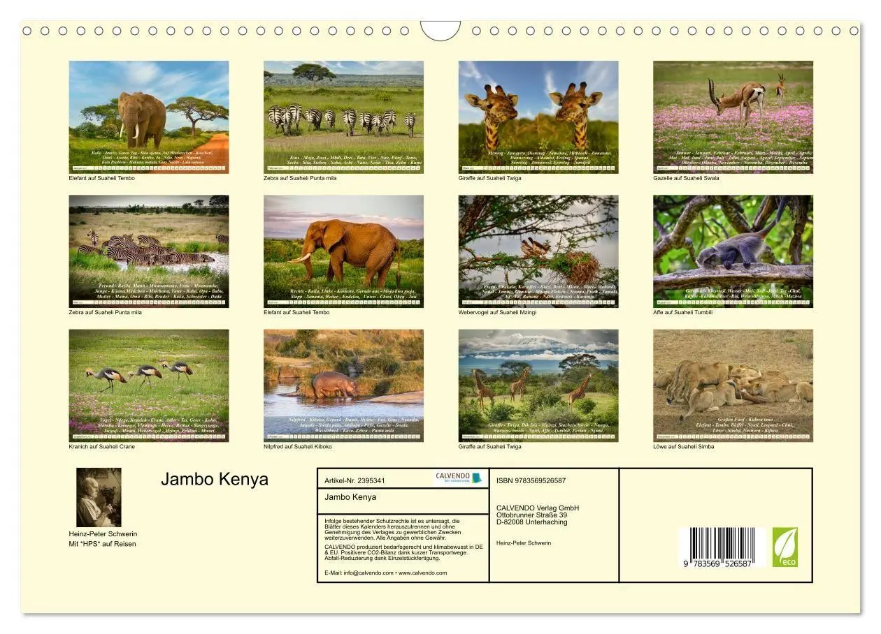 Bild: 9783569526587 | Jambo Kenya (Wandkalender 2027 DIN A3 quer), CALVENDO Monatskalender