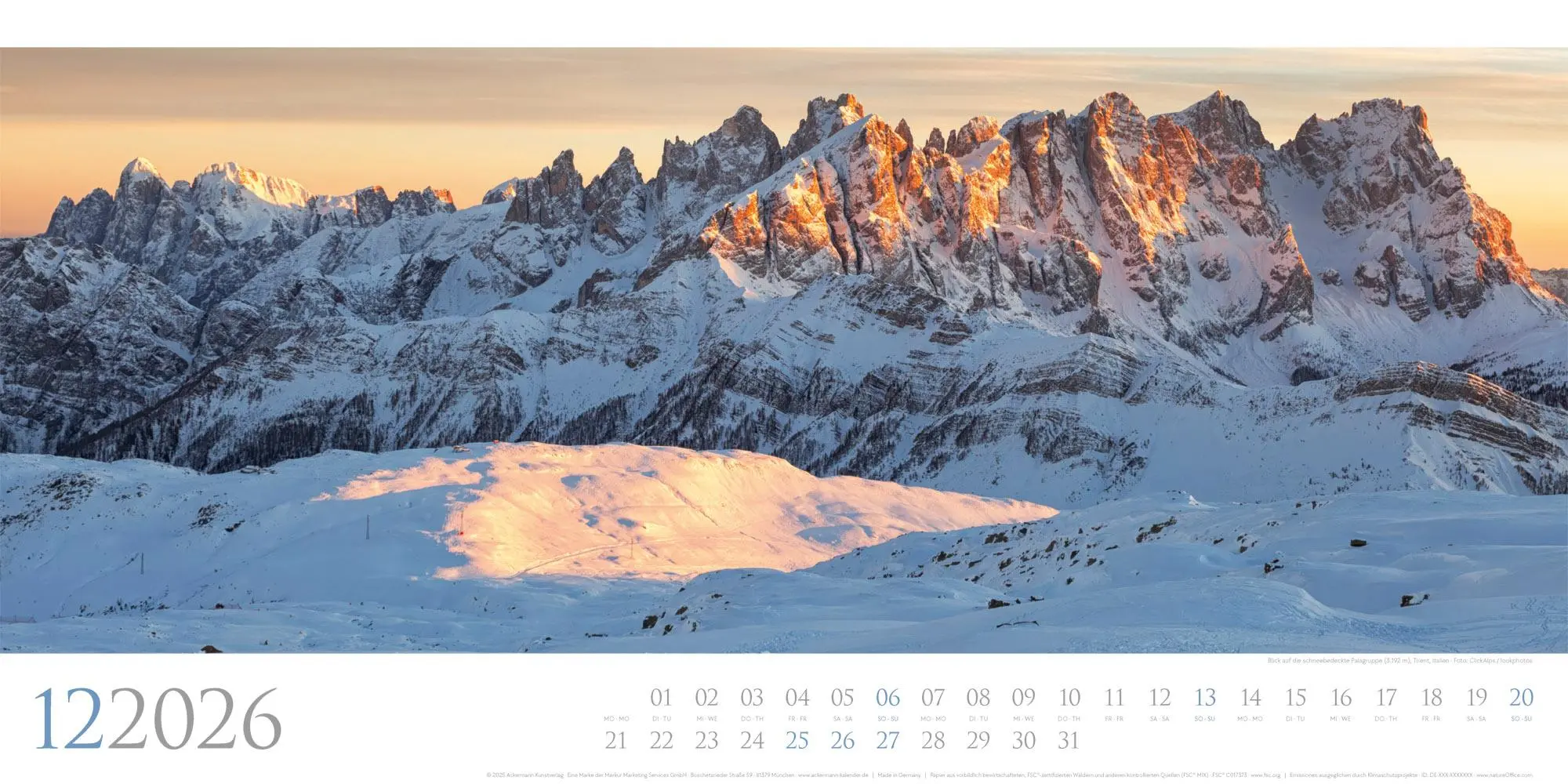 Bild: 9783838426587 | Dolomiten Kalender 2026 | Ackermann Kunstverlag GmbH | Kalender | 2026