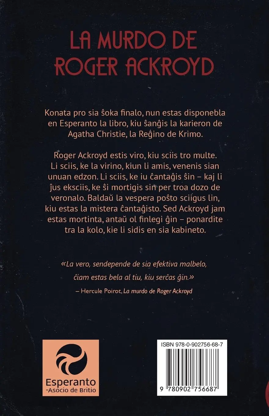 Rückseite: 9780902756687 | La murdo de Roger Ackroyd | Agatha Christie | Taschenbuch | Esperanto