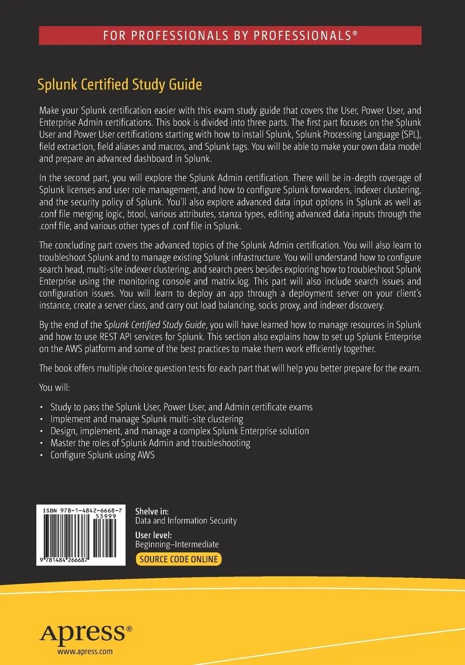 Rückseite: 9781484266687 | Splunk Certified Study Guide | Deep Mehta | Taschenbuch | xxv | 2021