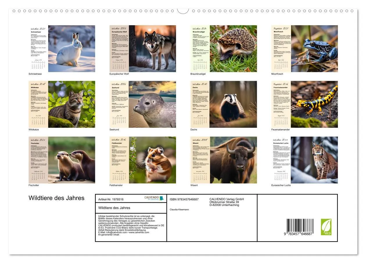 Bild: 9783457646687 | Wildtiere des Jahres (hochwertiger Premium Wandkalender 2026 DIN A2...