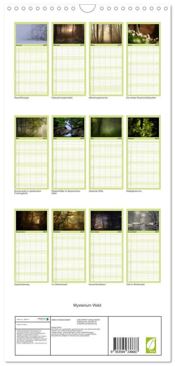 Bild: 9783594336687 | Familienplaner 2027 - Mysterium Wald mit 5 Spalten (Wandkalender,...