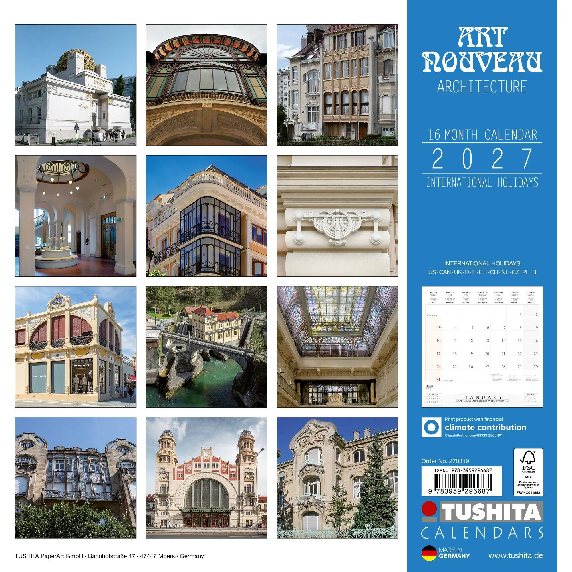 Rückseite: 9783959296687 | Art Nouveau Architecture 2027 | Kalender 2027 | Kalender | 28 S.