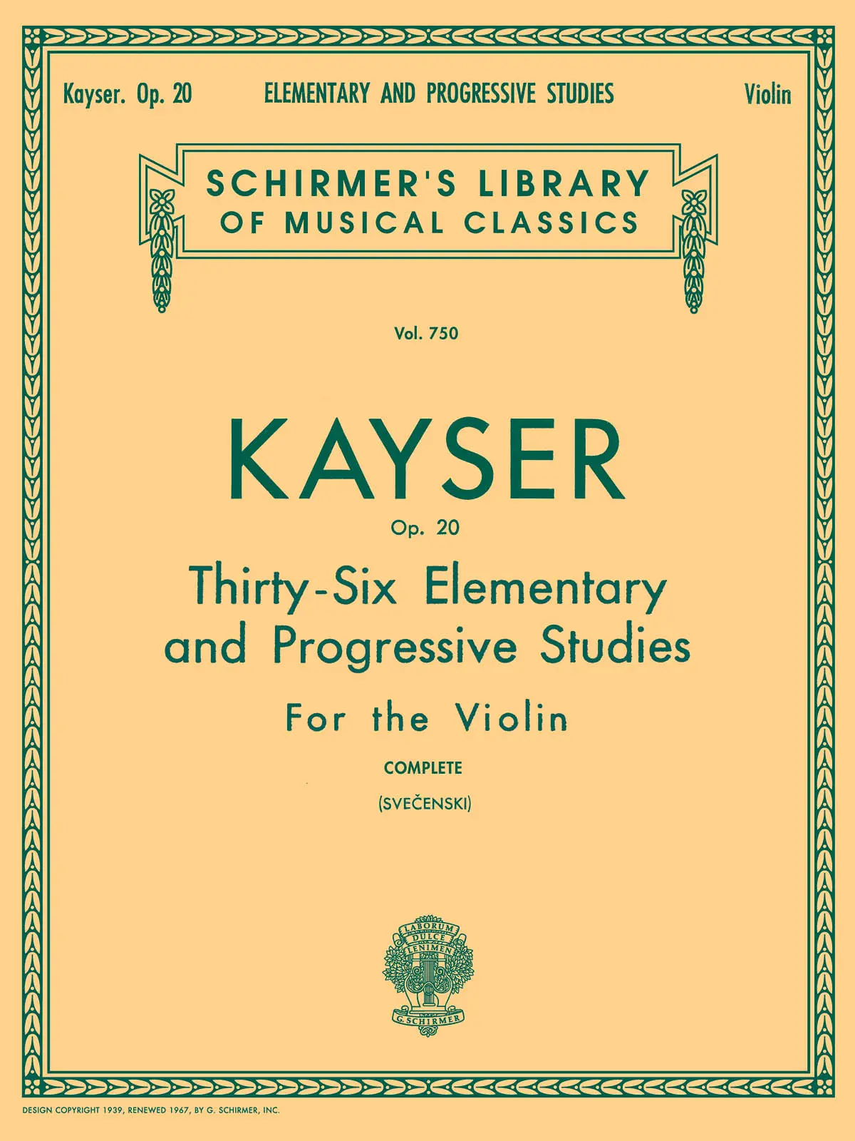 Cover: 73999106787 | 36 Elementary &amp; Progressive Studies, Op. 20 | Heinrich Ernst Kayser