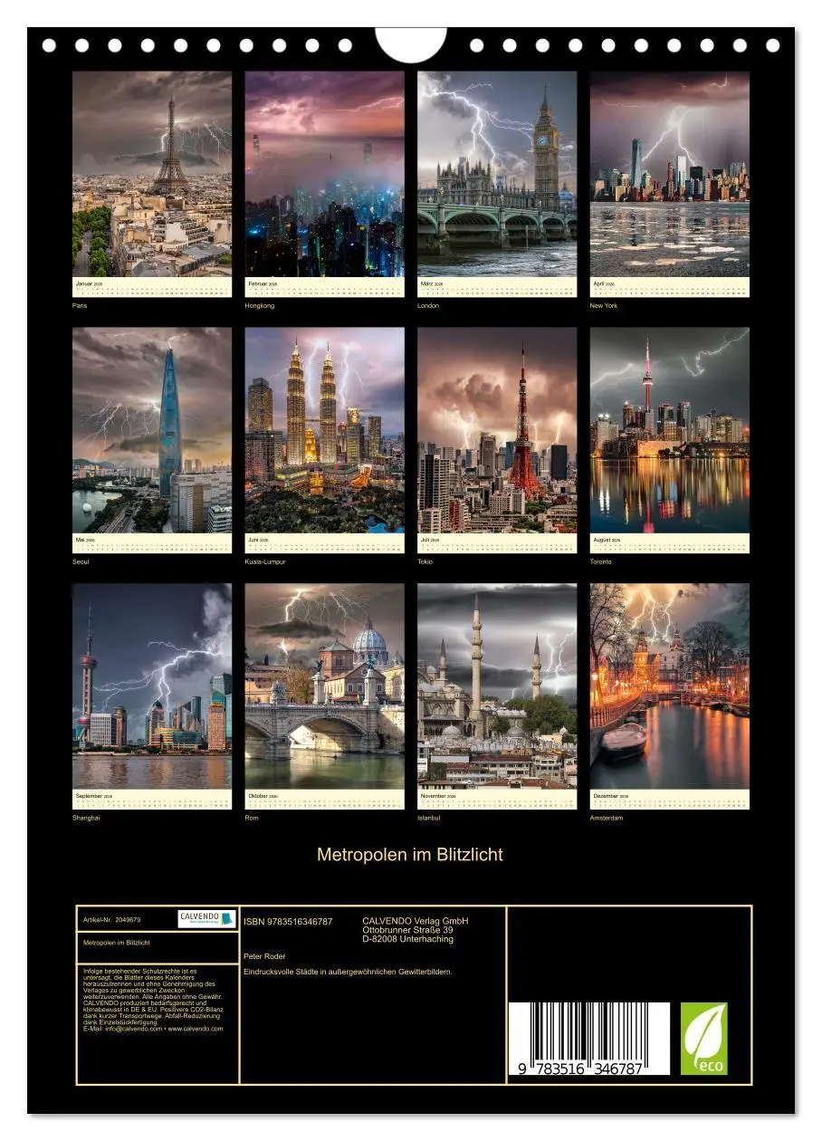 Bild: 9783516346787 | Metropolen im Blitzlicht (Wandkalender 2026 DIN A4 hoch), CALVENDO...