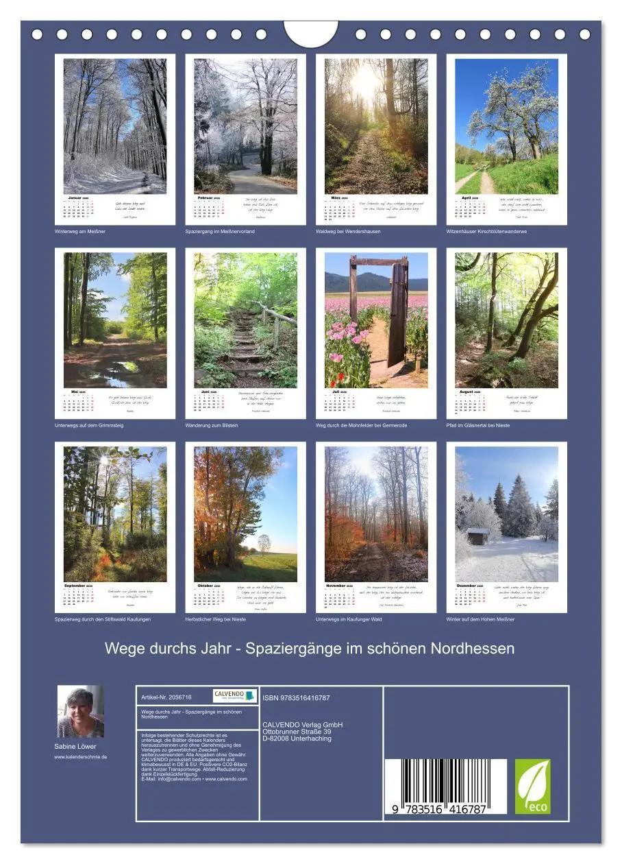 Bild: 9783516416787 | Wege durchs Jahr - Spaziergänge im schönen Nordhessen (Wandkalender...