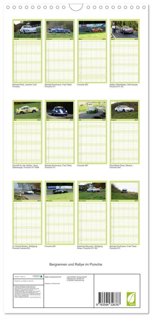 Bild: 9783594326787 | Familienplaner 2027 - Bergrennen und Rallye im Porsche mit 5...