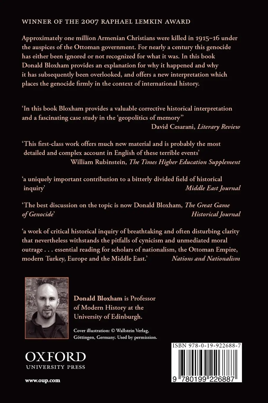 Rückseite: 9780199226887 | The Great Game of Genocide | Donald Bloxham | Taschenbuch | Englisch
