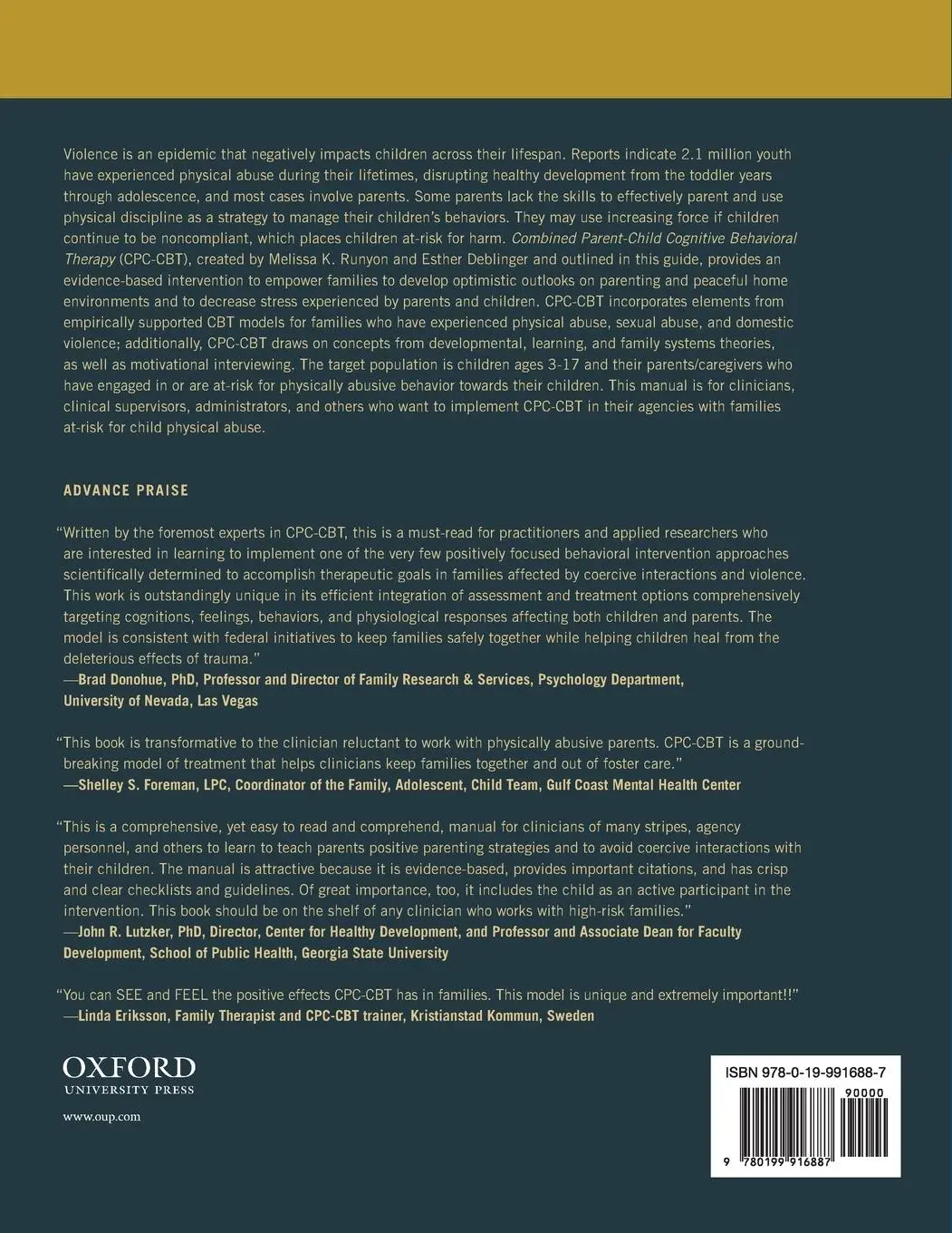 Rückseite: 9780199916887 | Combined Parent-Child Cognitive Behavioral Therapy | Runyon (u. a.)