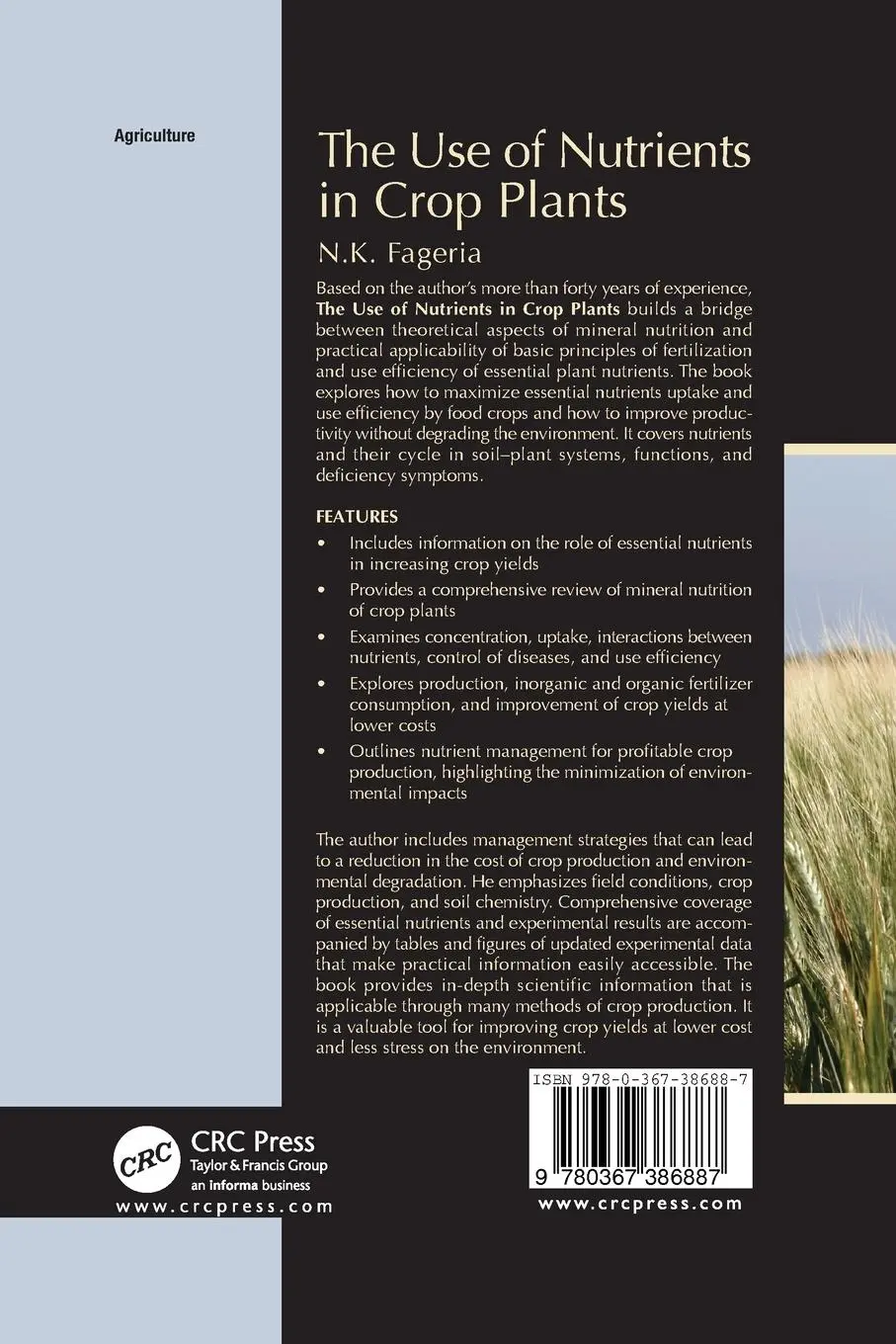 Rückseite: 9780367386887 | The Use of Nutrients in Crop Plants | Nand Kumar Fageria | Taschenbuch