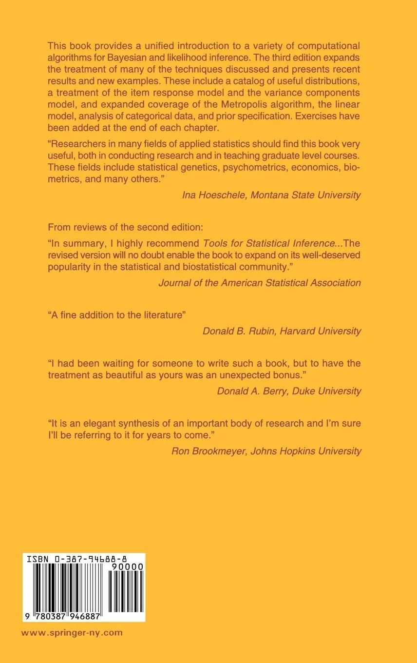 Rückseite: 9780387946887 | Tools for Statistical Inference | Martin A. Tanner | Buch | viii
