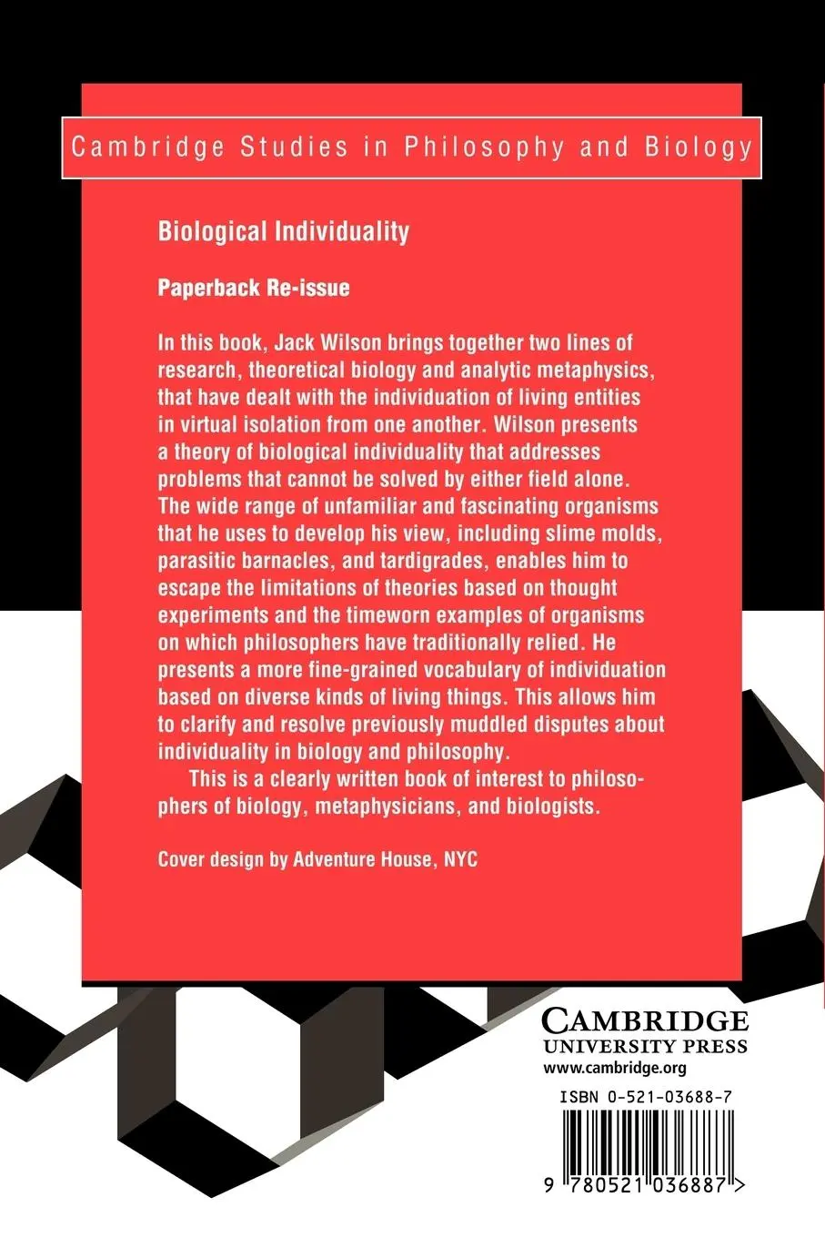 Rückseite: 9780521036887 | Biological Individuality | Jack Wilson | Taschenbuch | Englisch | 2007