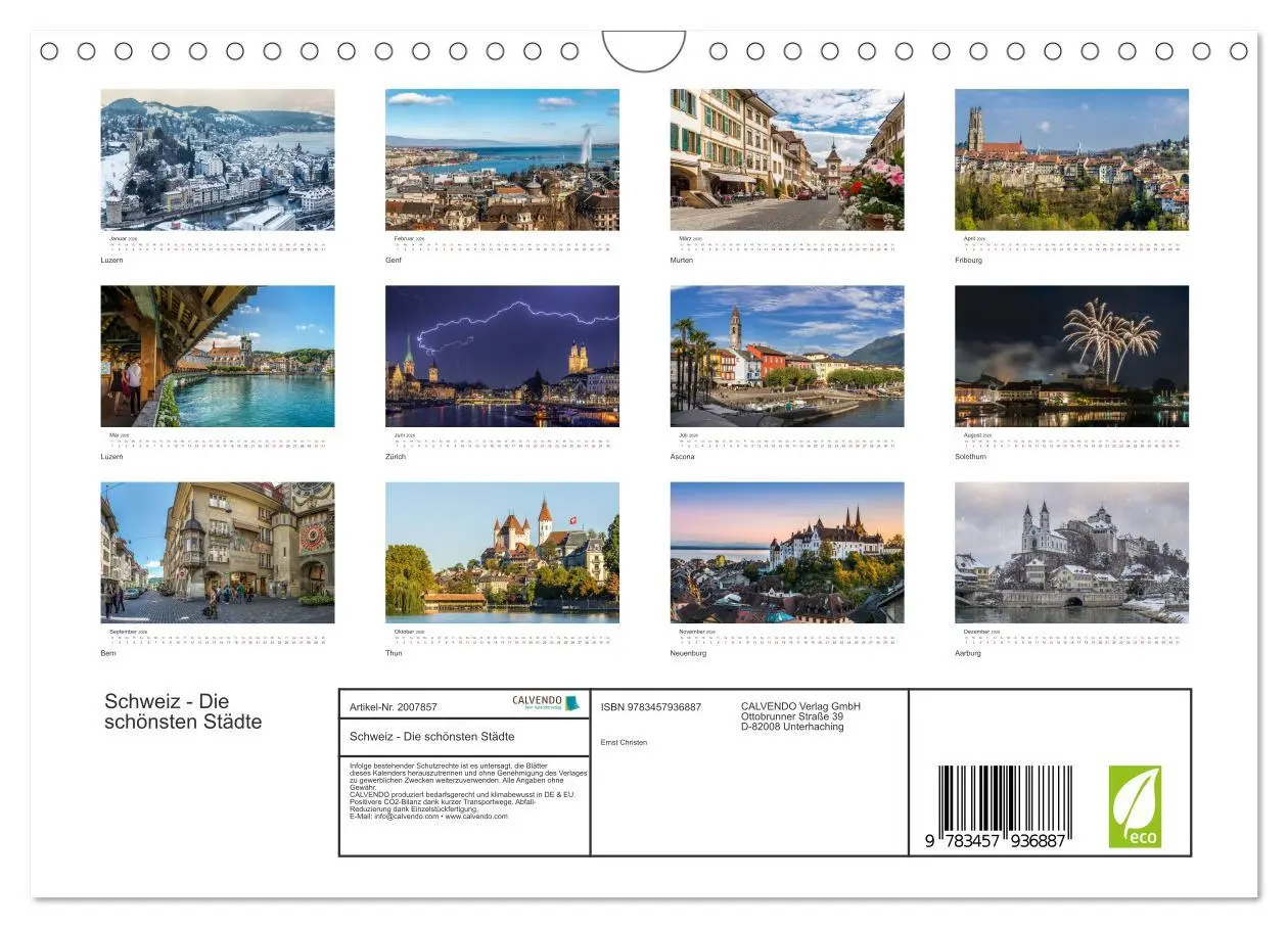 Bild: 9783457936887 | Schweiz - Die schönsten Städte (Wandkalender 2026 DIN A4 quer),...