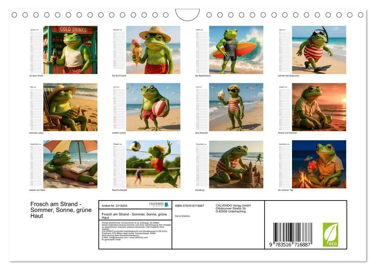 Bild: 9783516716887 | Frosch am Strand - Sommer, Sonne, grüne Haut (Wandkalender 2026 DIN...
