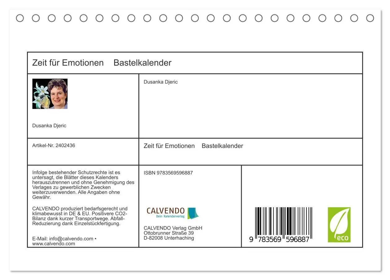 Bild: 9783569596887 | Zeit für Emotionen Bastelkalender (Tischkalender 2027 DIN A5 quer),...