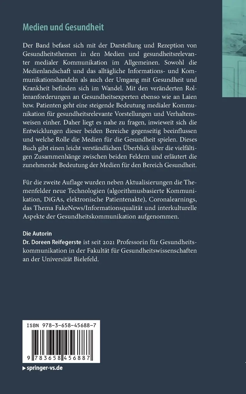 Rückseite: 9783658456887 | Medien und Gesundheit | Doreen Reifegerste | Taschenbuch | viii | 2024