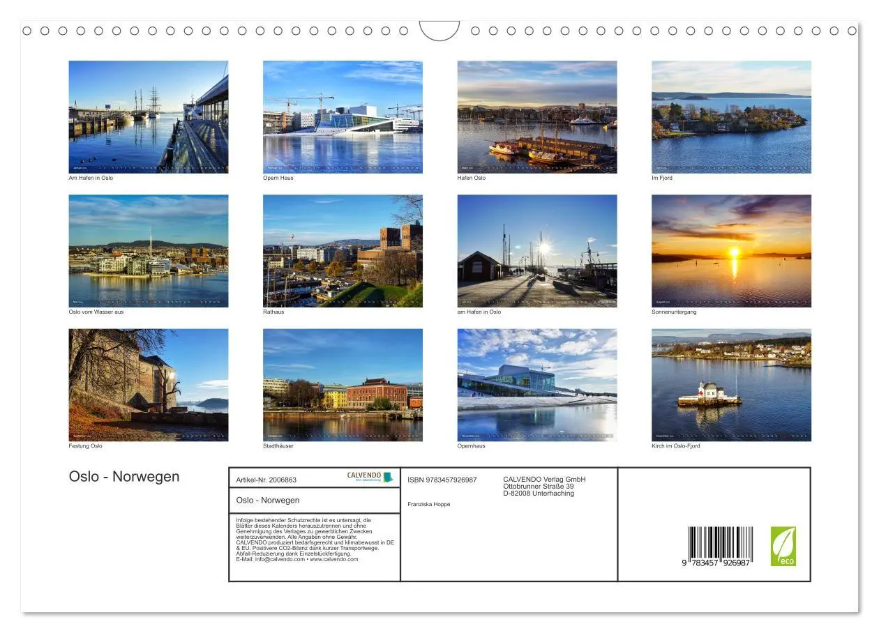 Bild: 9783457926987 | Oslo - Norwegen (Wandkalender 2026 DIN A3 quer), CALVENDO...