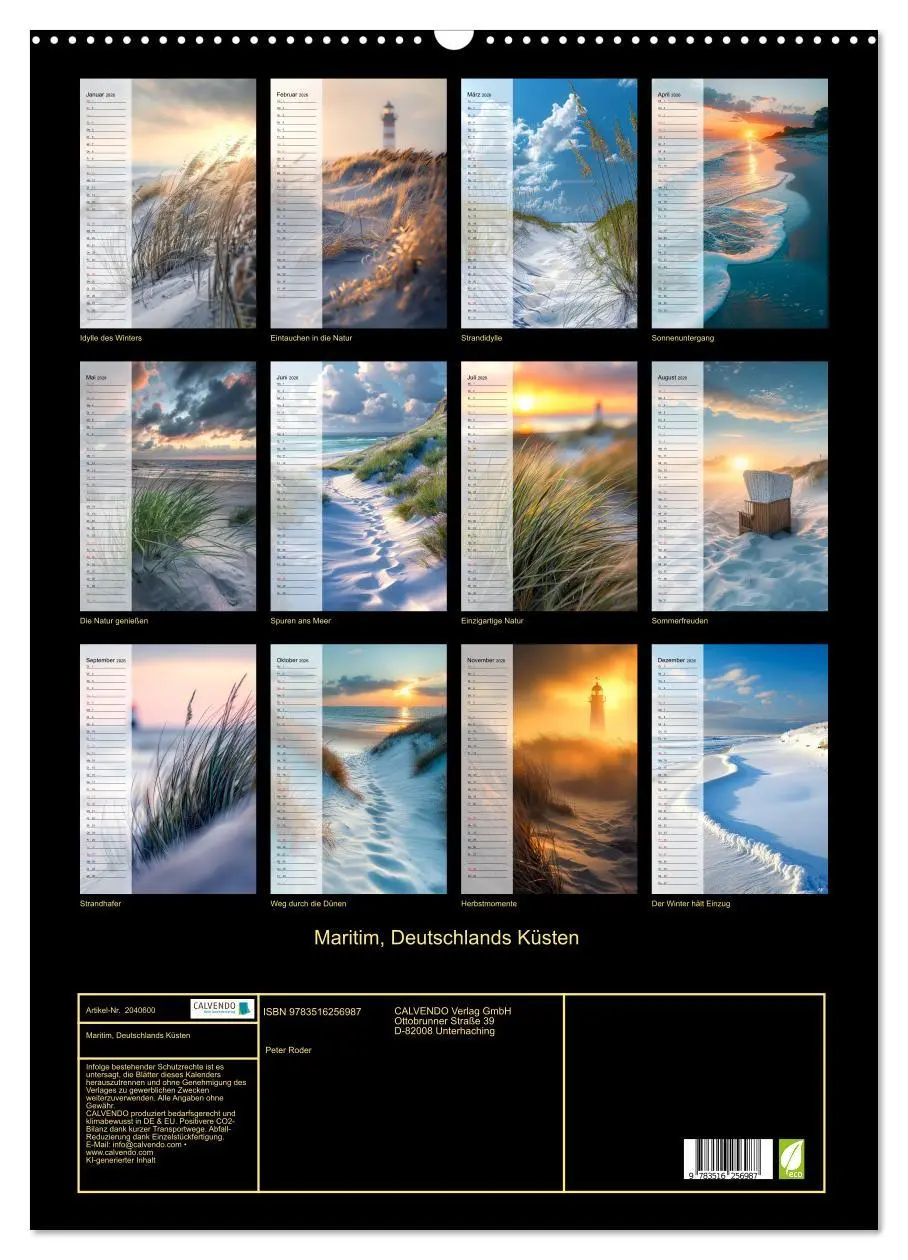 Bild: 9783516256987 | Maritim, Deutschlands Küsten (Wandkalender 2026 DIN A2 hoch),...