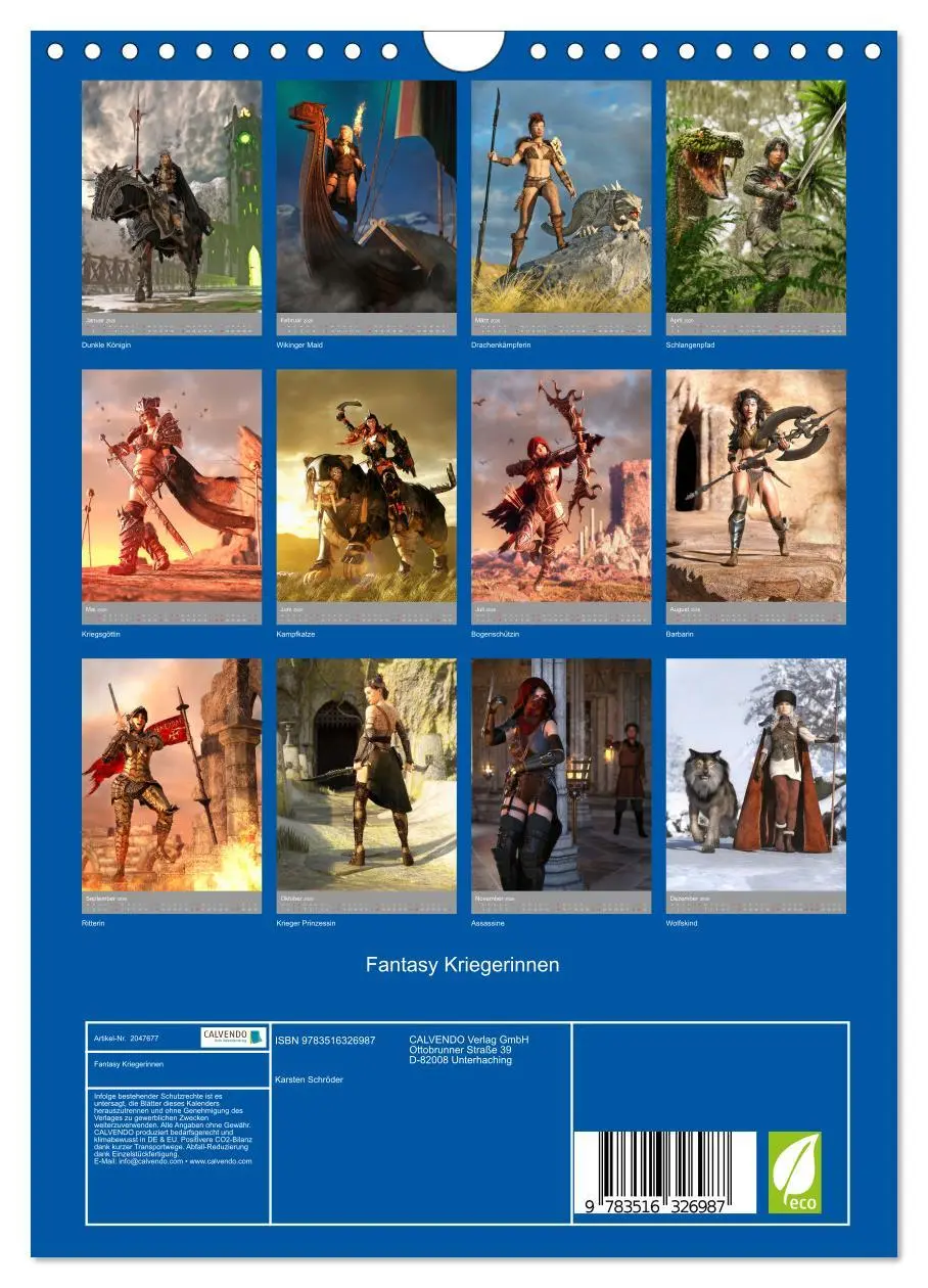 Bild: 9783516326987 | Fantasy Kriegerinnen (Wandkalender 2026 DIN A4 hoch), CALVENDO...