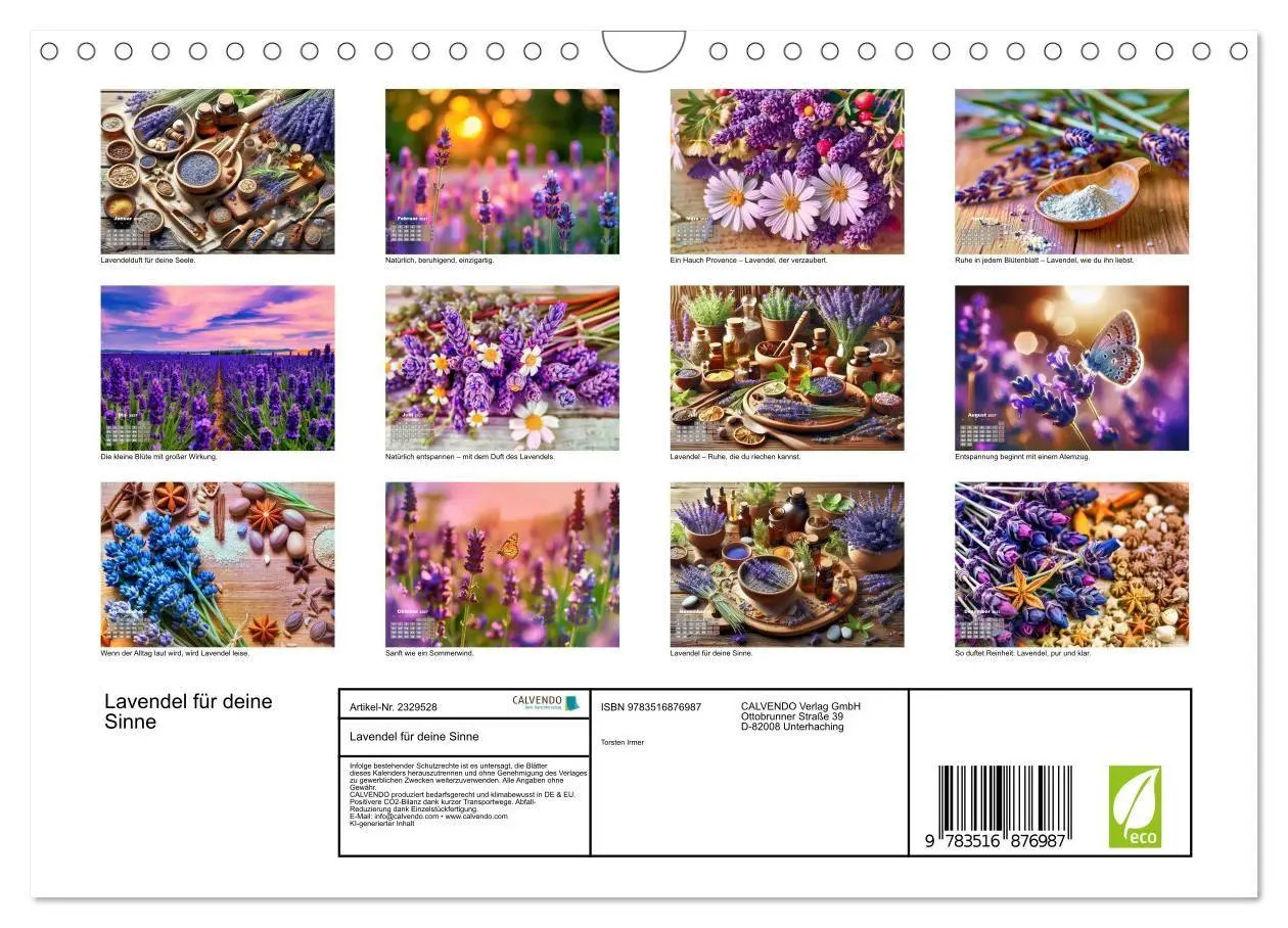 Bild: 9783516876987 | Lavendel für deine Sinne (Wandkalender 2027 DIN A4 quer), CALVENDO...