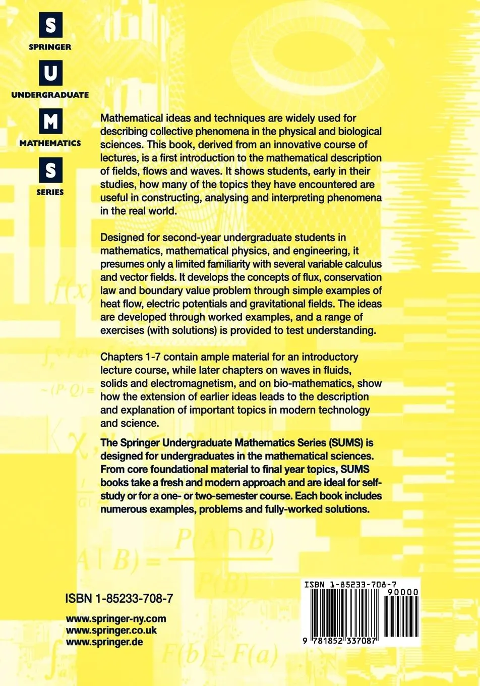 Rückseite: 9781852337087 | Fields, Flows and Waves | An Introduction to Continuum Models | Parker