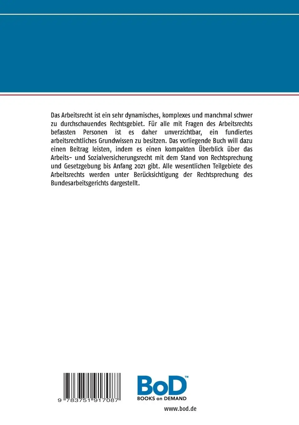 Rückseite: 9783751917087 | Arbeits- und Sozialversicherungsrecht kompakt | 13. Auflage | Völker