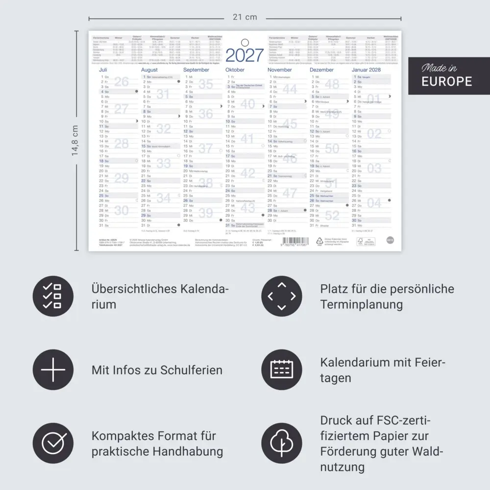 Bild: 9783756417087 | Tafelkalender A5 2027 | Kalender | Loseblatt-Ausgabe | 2 S. | Deutsch