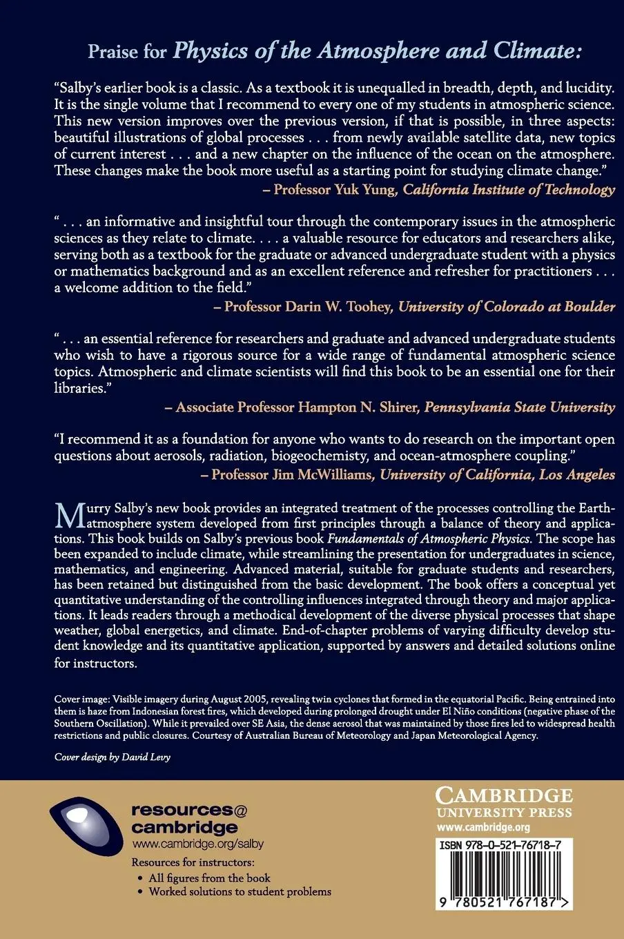 Rückseite: 9780521767187 | Physics of the Atmosphere and Climate | Murry L. Salby | Buch | 2012