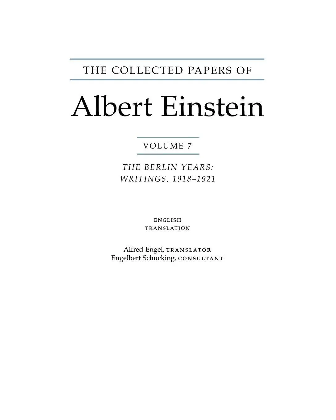 Cover: 9780691057187 | The Collected Papers of Albert Einstein, Volume 7 (English) | Einstein