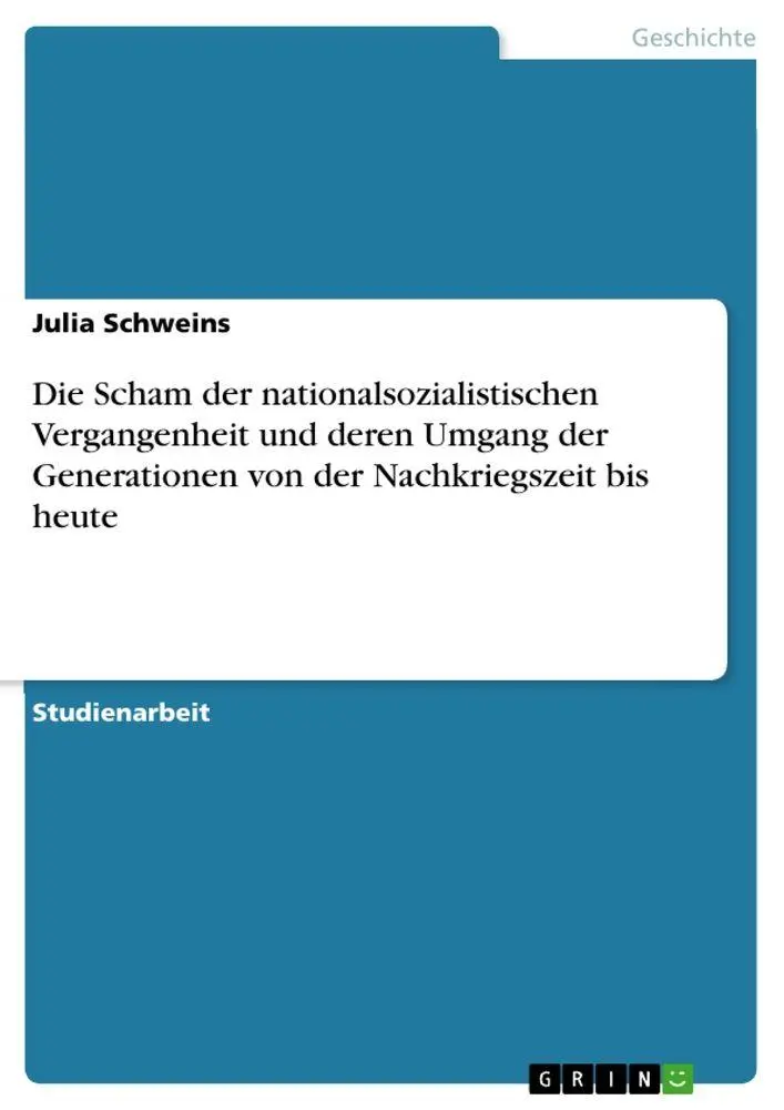 Cover: 9783346237187 | Die Scham der nationalsozialistischen Vergangenheit und deren...