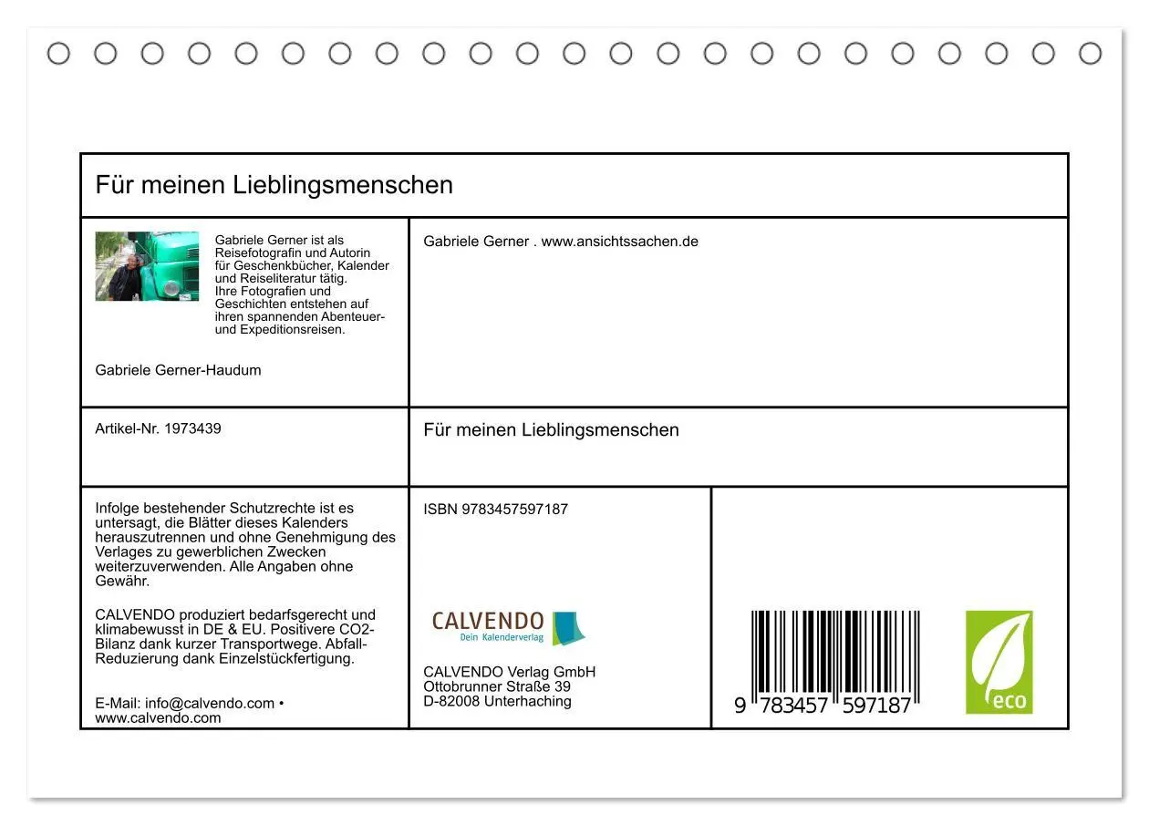 Bild: 9783457597187 | Für meinen Lieblingsmenschen (Tischkalender 2026 DIN A5 quer),...