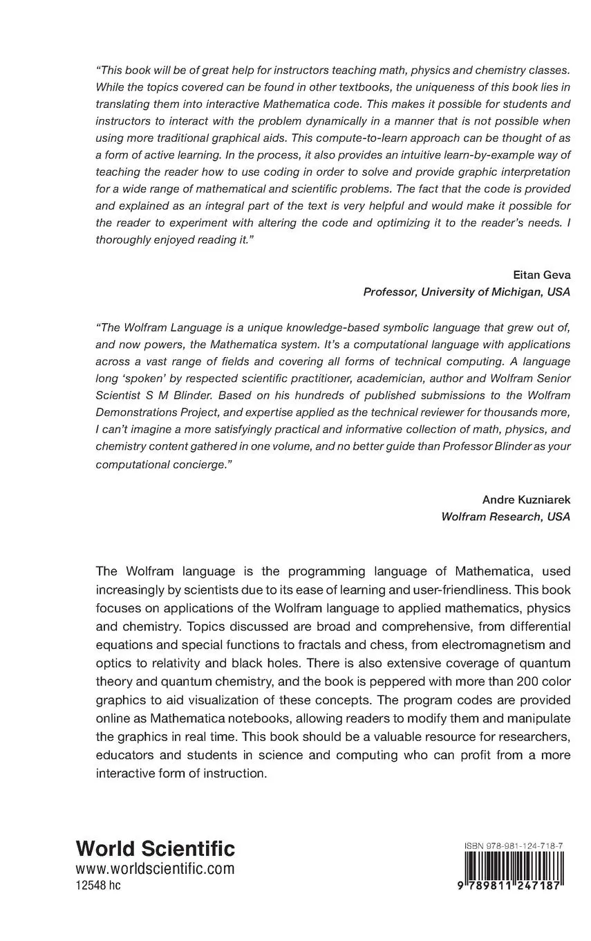 Rückseite: 9789811247187 | MATHEMATICS, PHYSICS &amp; CHEMISTRY WITH WOLFRAM LANGUAGE | S M Blinder