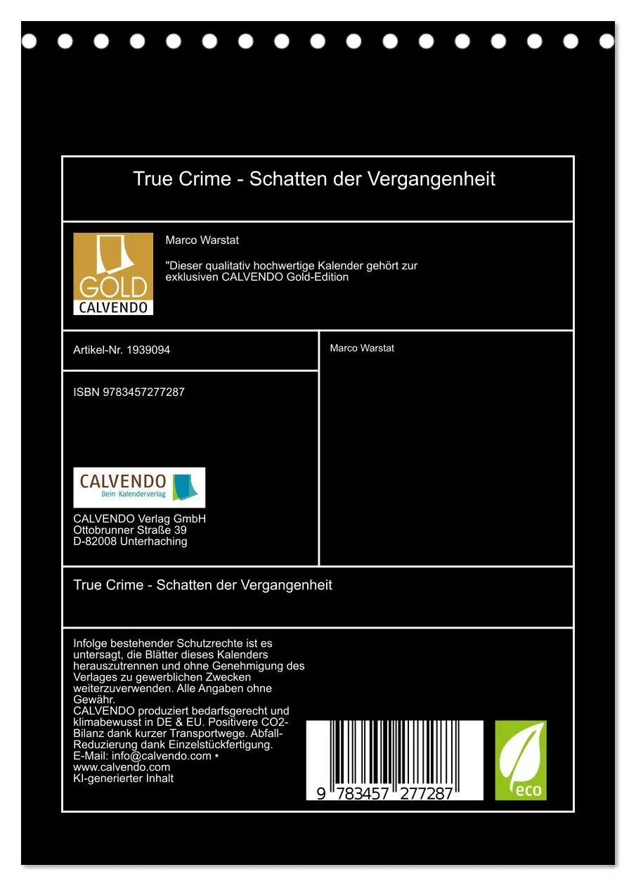 Bild: 9783457277287 | True Crime - Schatten der Vergangenheit (Tischkalender 2026 DIN A5...