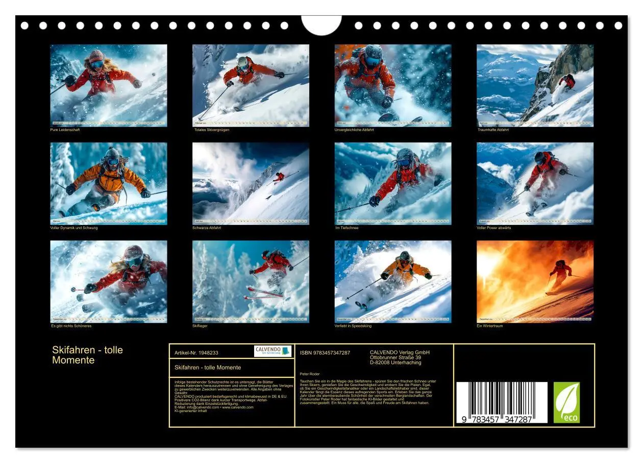 Bild: 9783457347287 | Skifahren - tolle Momente (Wandkalender 2026 DIN A4 quer), CALVENDO...