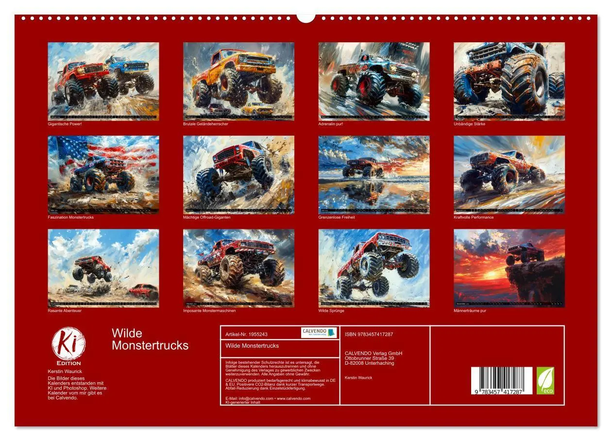 Bild: 9783457417287 | Wilde Monstertrucks (hochwertiger Premium Wandkalender 2026 DIN A2...