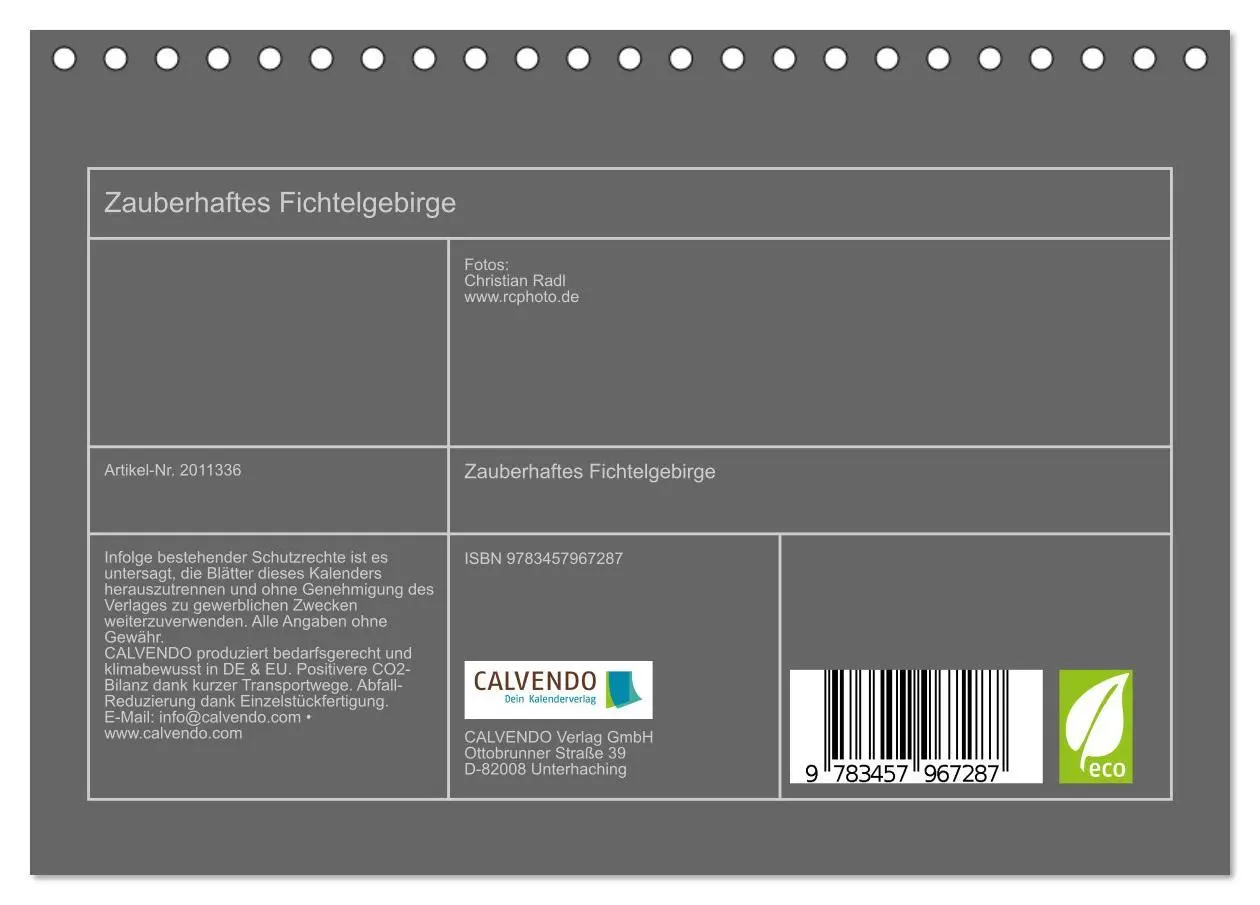 Bild: 9783457967287 | Zauberhaftes Fichtelgebirge (Tischkalender 2026 DIN A5 quer),...