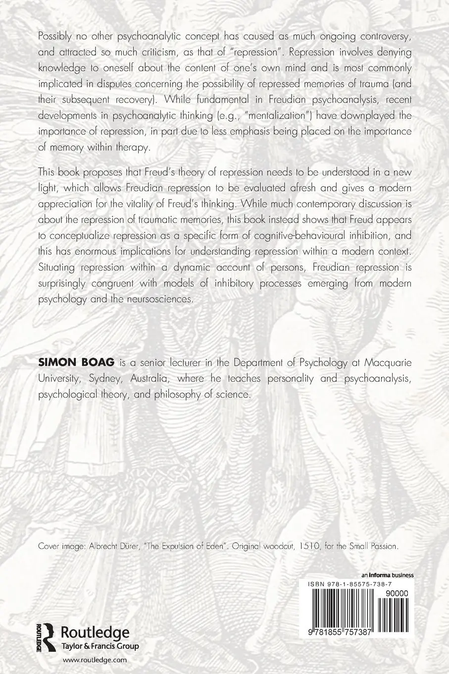 Rückseite: 9781855757387 | Freudian repression, the Unconscious, and the Dynamics of Inhibition