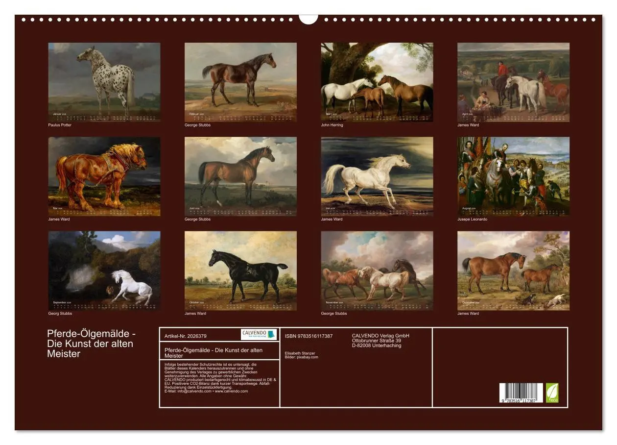 Bild: 9783516117387 | Pferde-Ölgemälde - Die Kunst der alten Meister (Wandkalender 2026...
