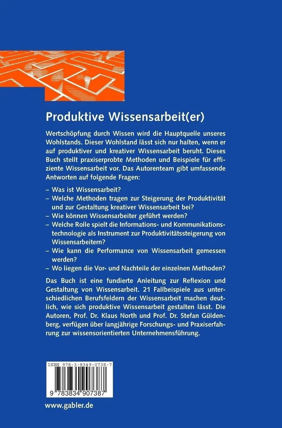 Rückseite: 9783834907387 | Produktive Wissensarbeit(er) | Stefan Güldenberg (u. a.) | Buch | viii