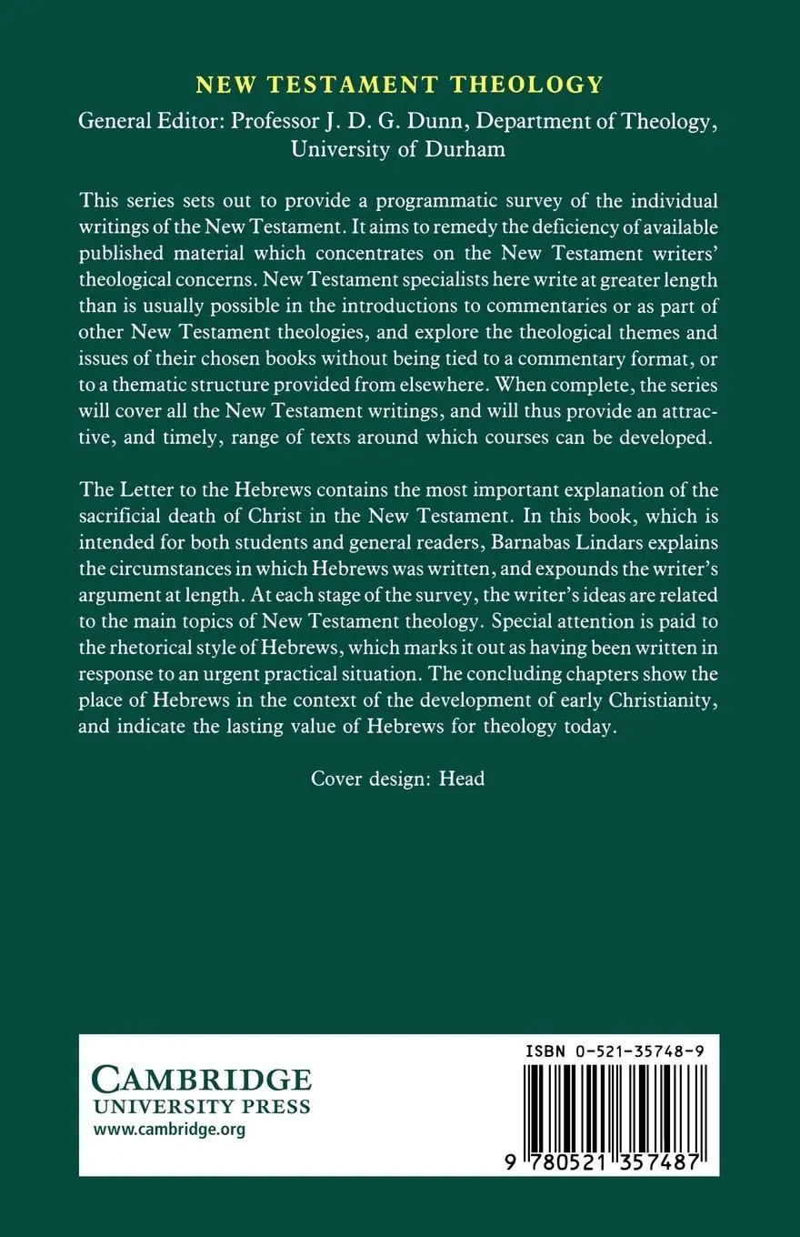 Rückseite: 9780521357487 | The Theology of the Letter to the Hebrews | Barnabas Lindars | Buch