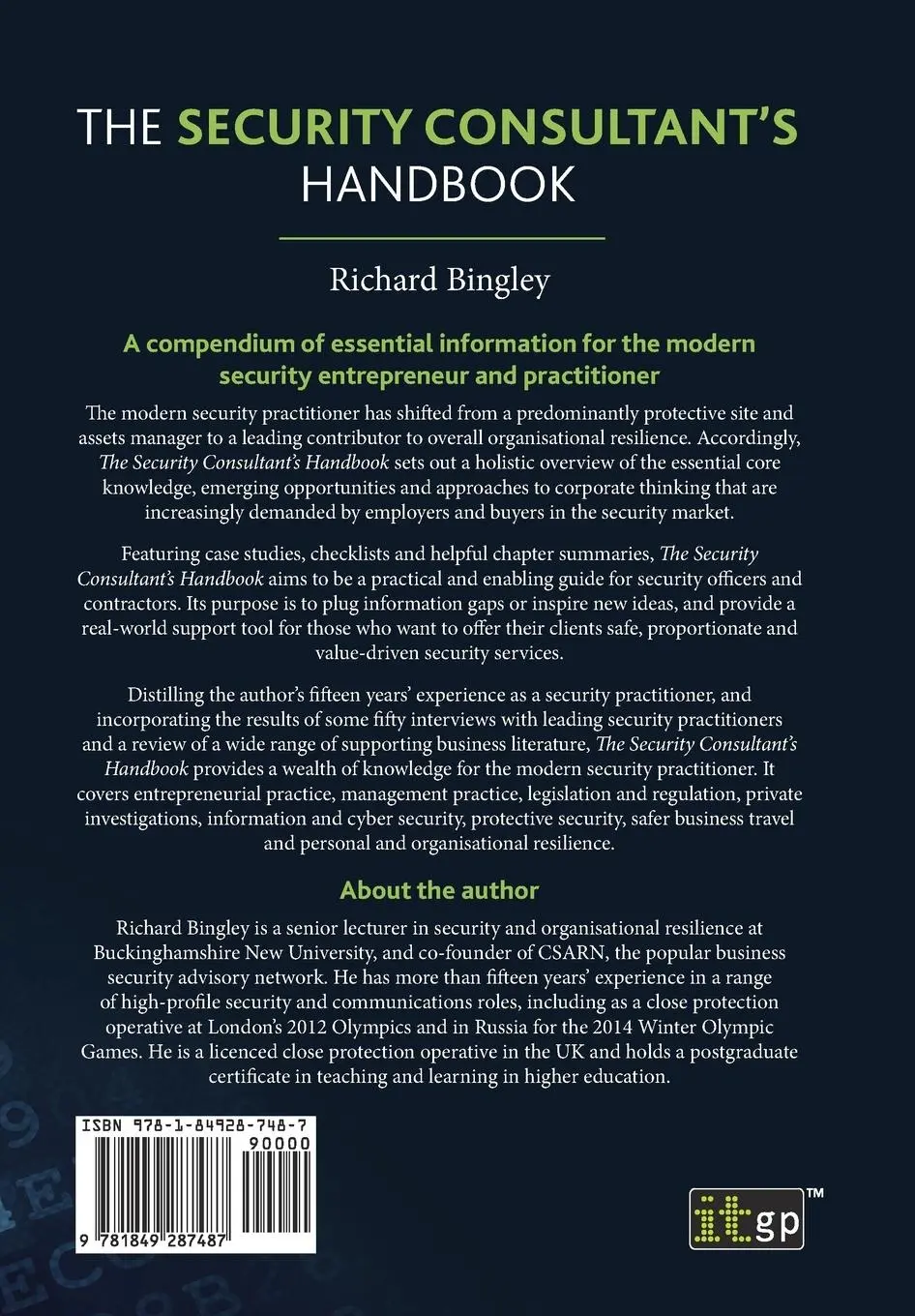 Rückseite: 9781849287487 | The Security Consultant's Handbook | Richard Bingley | Taschenbuch