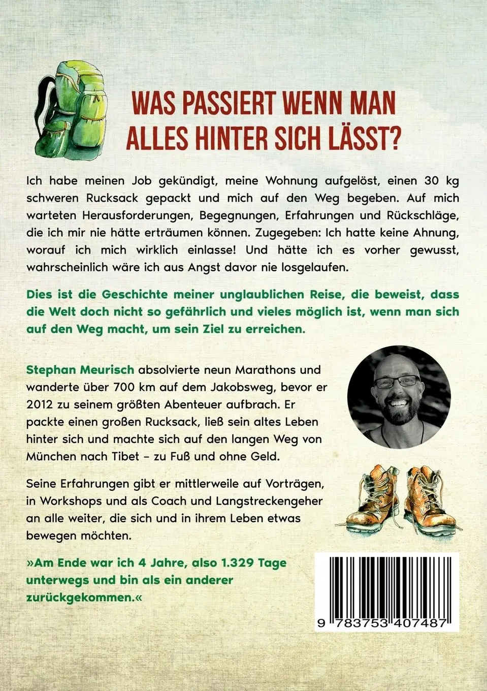 Rückseite: 9783753407487 | Ich geh dann mal nach Tibet | 13.000km, 13 Länder, 0 Budget | Meurisch