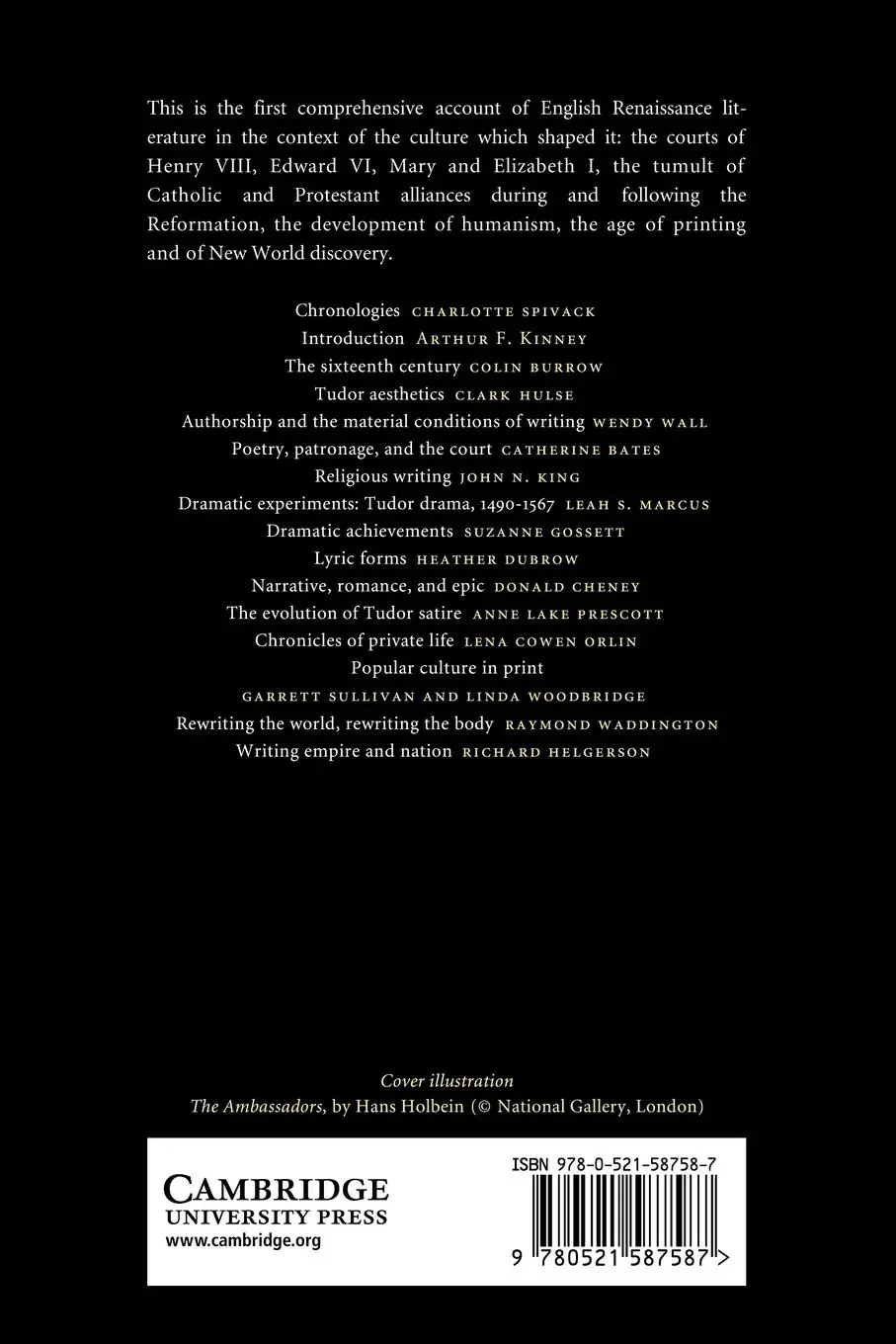 Rückseite: 9780521587587 | The Cambridge Companion to English Literature, 1500 1600 | Kinney