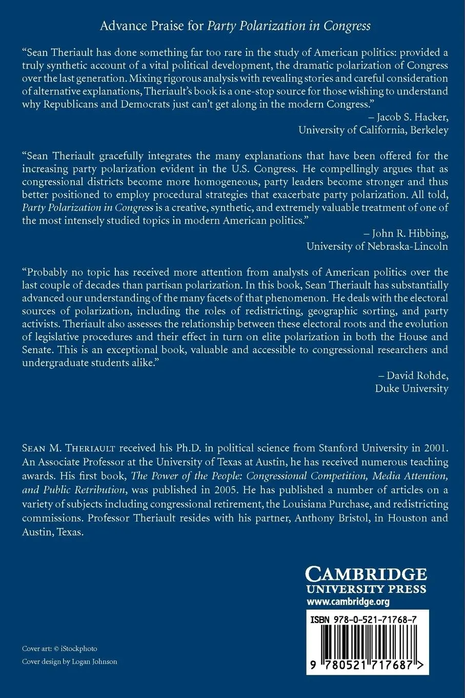 Rückseite: 9780521717687 | Party Polarization in Congress | Sean M. Theriault | Taschenbuch
