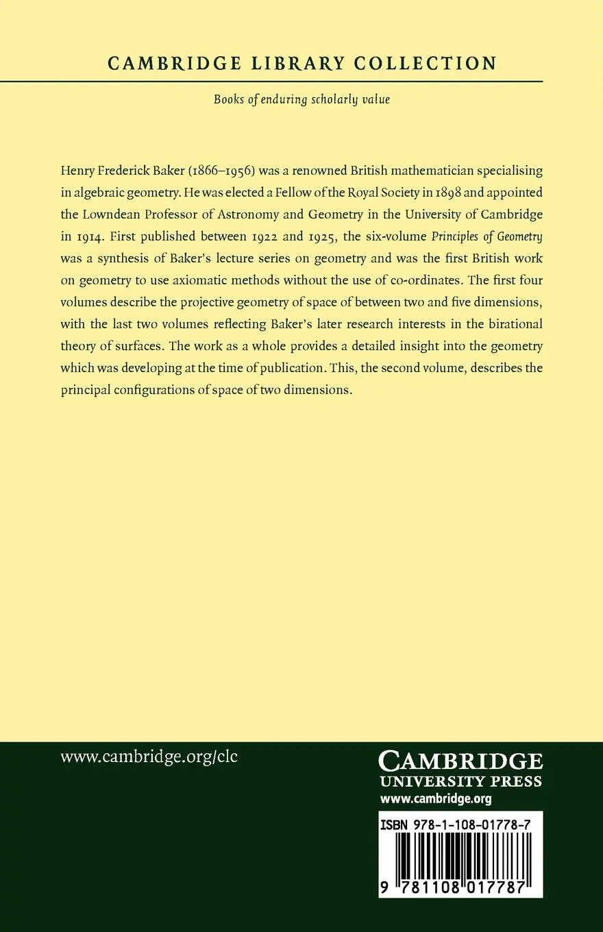 Rückseite: 9781108017787 | Principles of Geometry | H. F. Baker | Taschenbuch | Englisch | 2010
