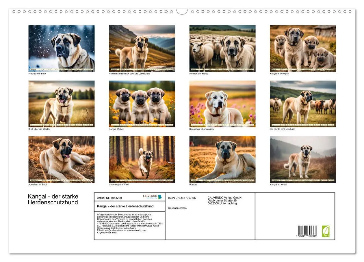 Bild: 9783457397787 | Kangal - der starke Herdenschutzhund (Wandkalender 2026 DIN A2...