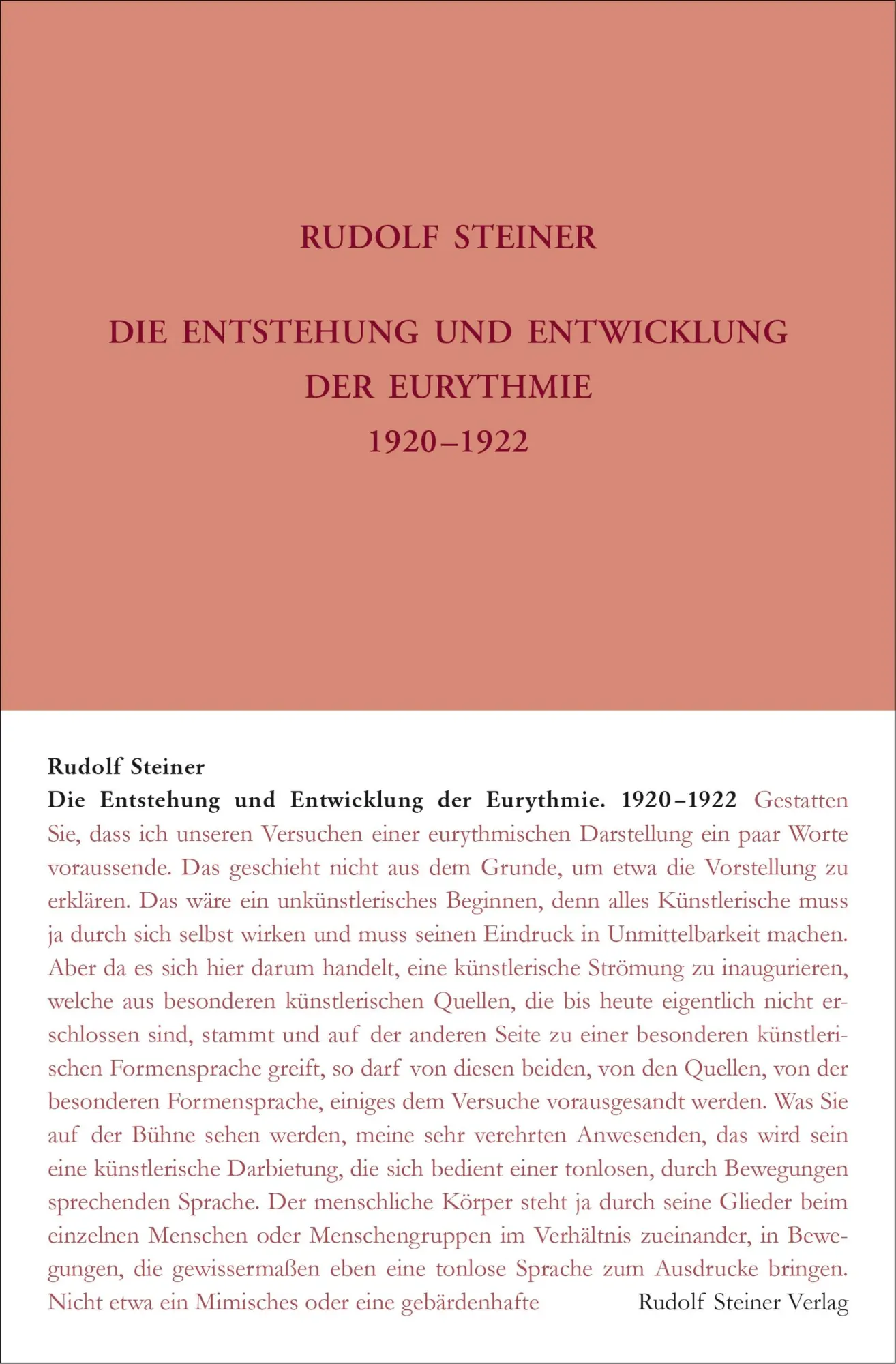 Cover: 9783727427787 | Die Entstehung und Entwicklung der Eurythmie 1920-1922 | Steiner