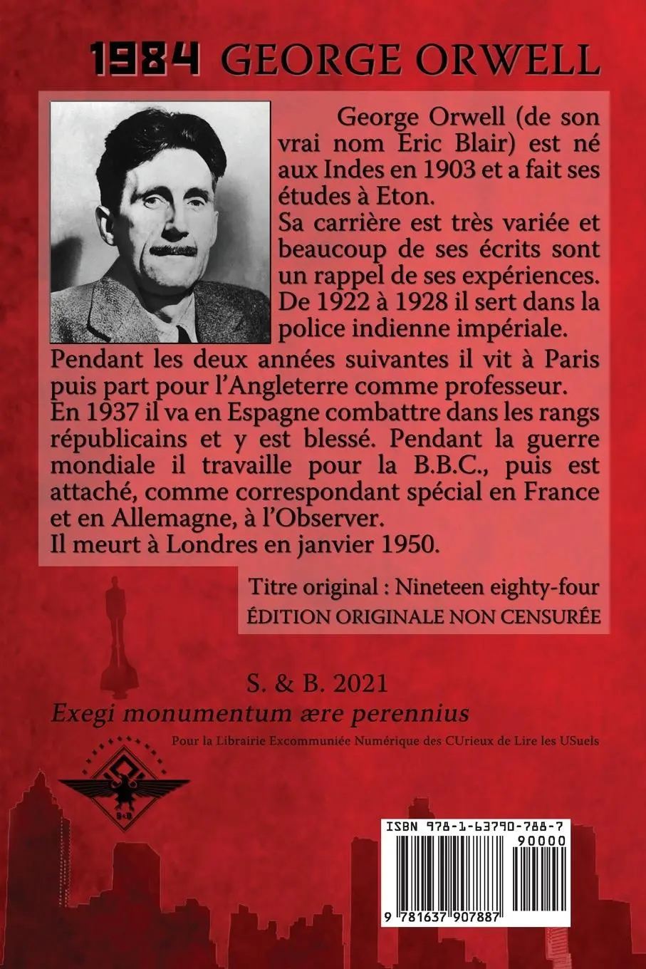 Rückseite: 9781637907887 | 1984 | George Orwell (u. a.) | Taschenbuch | Kartoniert / Broschiert